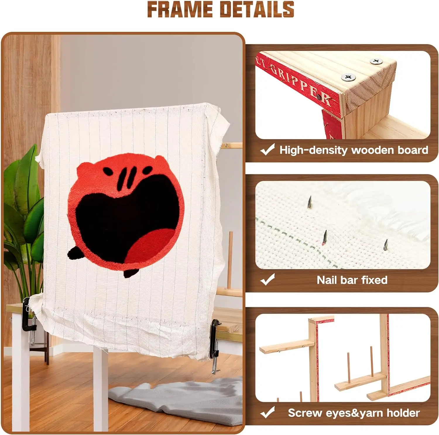 Wholesale Custom Wooden Durable Tufting Frames for Making Rug Weaving Carpet