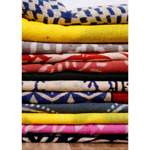 100%Cotton Bagru Print Hand Block Printed Pario Gaiter Sarongs Beach Cover Up Women Head Scarves