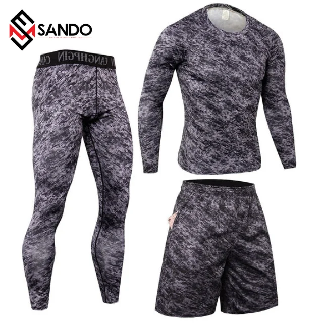 High Quality Mens Gym mma rash guard with Custom Logo Elastic Waist rash guard set pants mma shorts rash guard for men