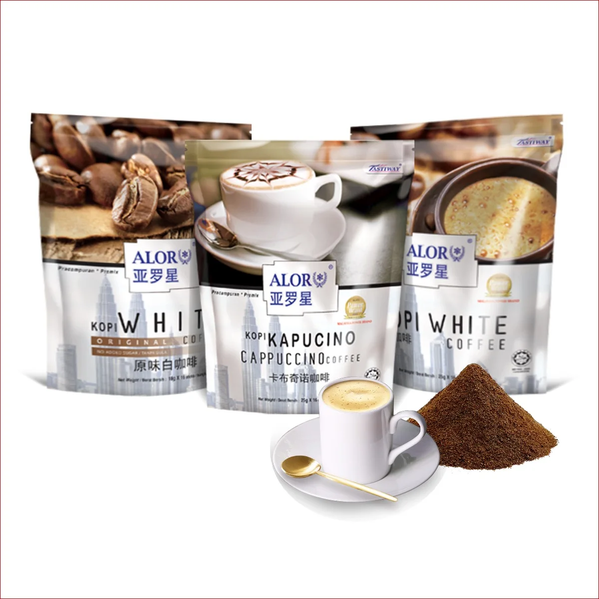 Malaysia Wholesales Supplier Premium Export Quality Instant Premix Coffee Bitter Taste Bag Packaging Brown Powder Foam