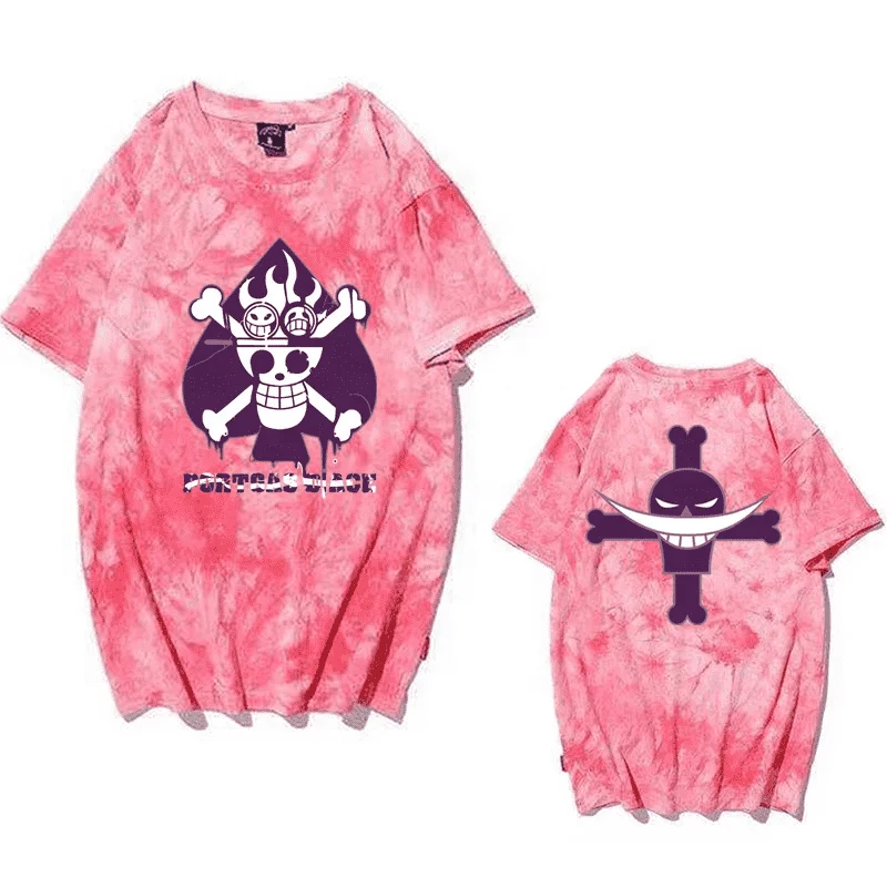 Funny Portga-S-D Ace T-Shirt Harajuku One Piece Summer Tie Dye Anime Gift Top Men Women