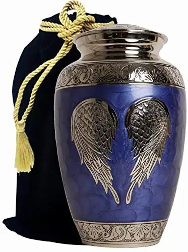 Spring Green Beautiful Enameled Cremation Urn for Ashes Adult Size Urns Solid Aluminium Burial Urn Funeral Wholesale Supplies