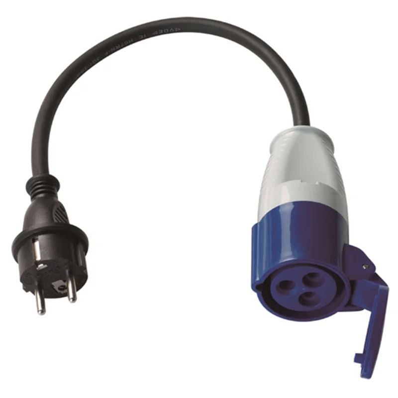 3-pole 0.15m Caravan CEE Industrial Extension Cables Adapter Cable with CEE Coupling and Safety Plug