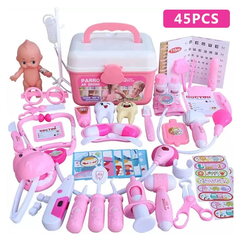 New design Indoor Role Play Dental Tools Set  With Storage Box & Lights & Sounds For Girls/  Boys Kids Doctor Kit Toys