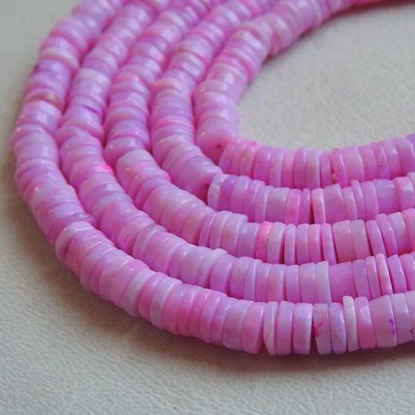 Pink Opal Smooth Heishi Tyre Beads Treated Wholesale Price New Arrival