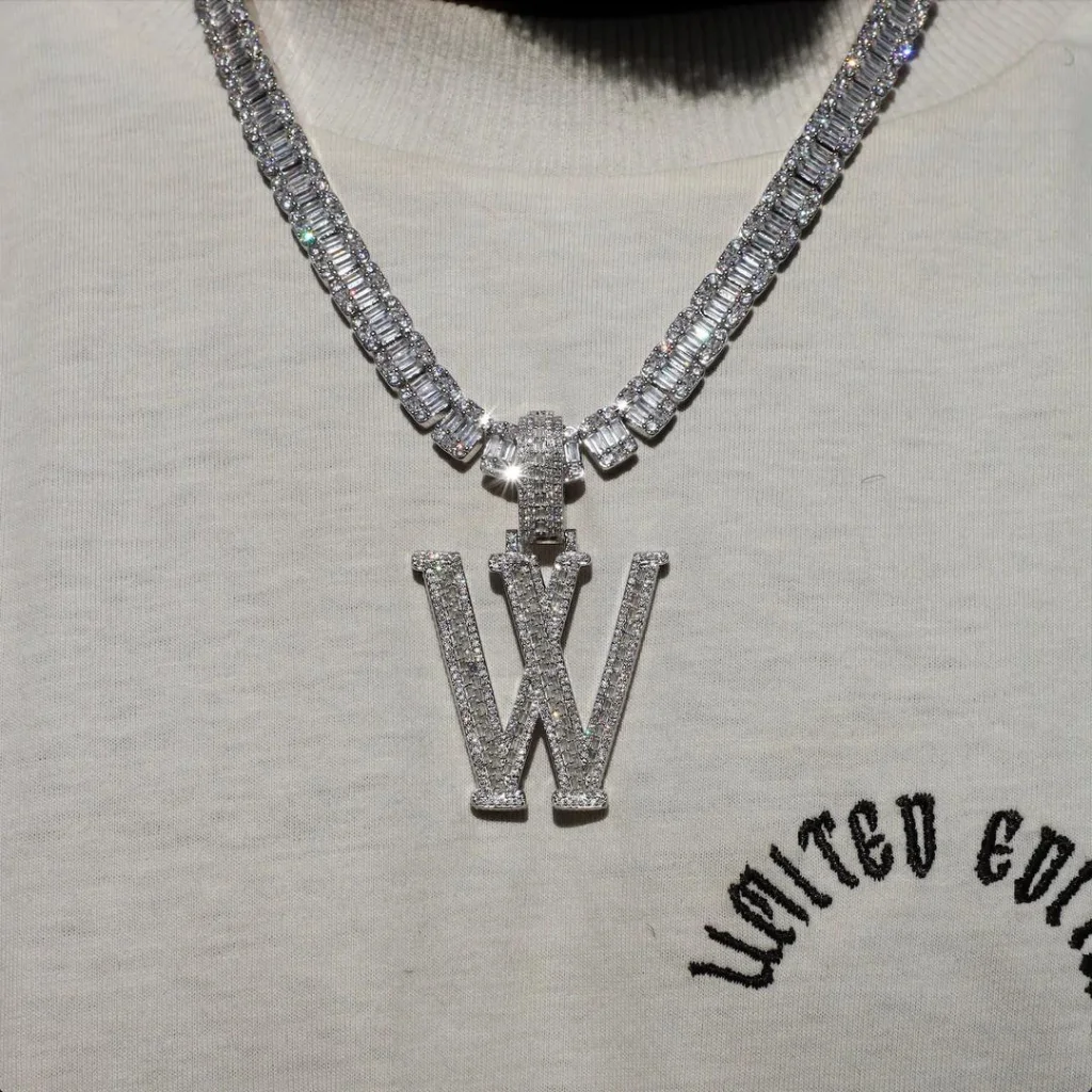 Vvs Lab Grown Diamonds Custom W Letter Initial Pendant Wholesale 14K Gold Fine Jewelry Pendants