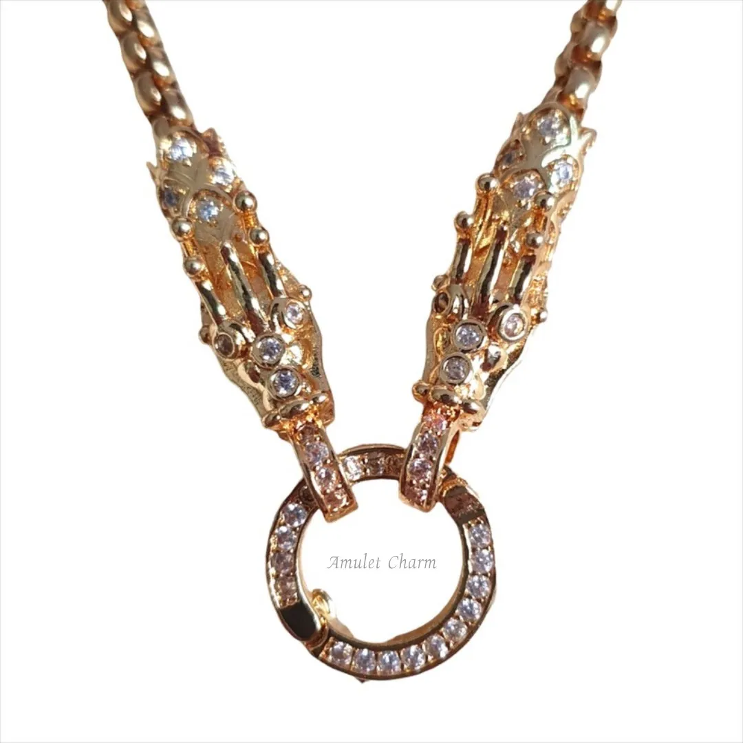 Hight grade laser encrusted dragon head gold necklace For hanging pendants or amulets beautiful strong durable