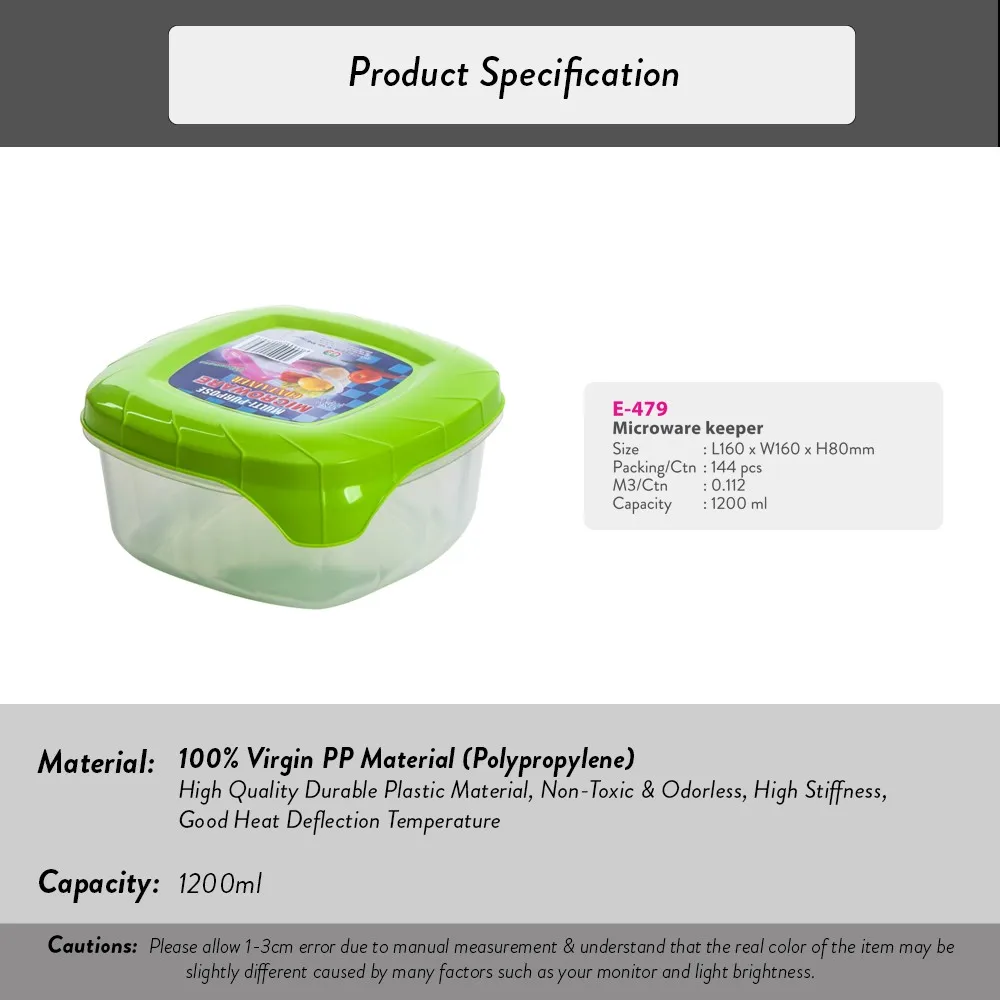 Elianware BPA Free Plastic  Reheat-able Food Safe Take Away Food Keeper Food Container Dishwasher Safe Microwavable Lunch Box