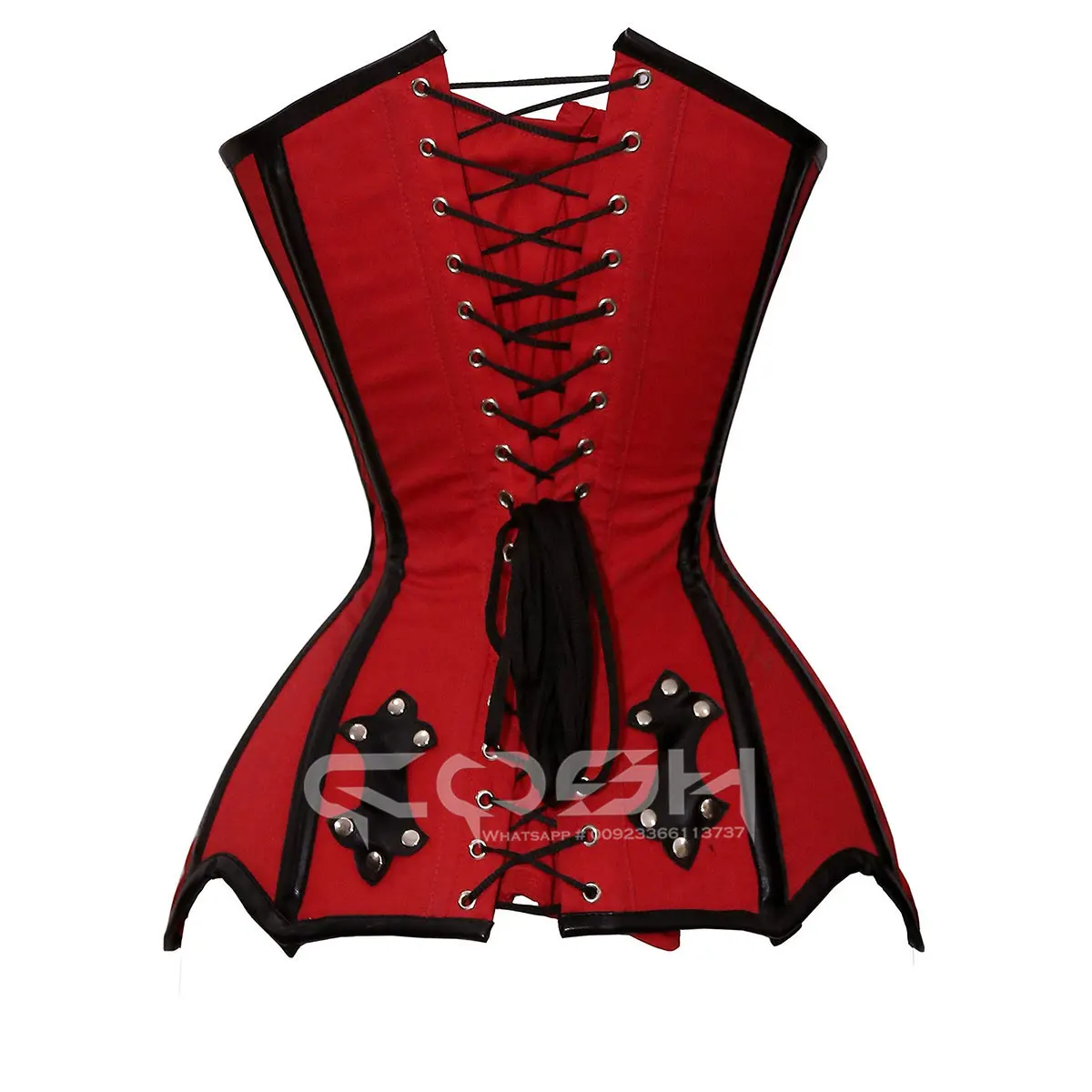 COSH CORSET Two Tone Cotton Corset Over Bust Black Leather Boning And Trim Gothic Steampunk Extreme Curvy Fashion Outfit Corset