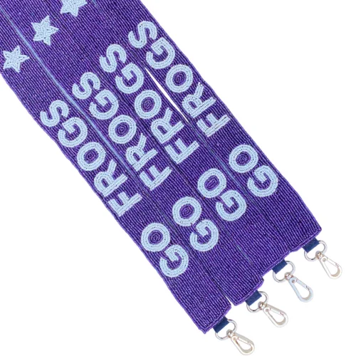 Blue and White Beaded Purse Strap with Gemstones - School Spirit Fashion Accessory - Unique and Stylish Gameday