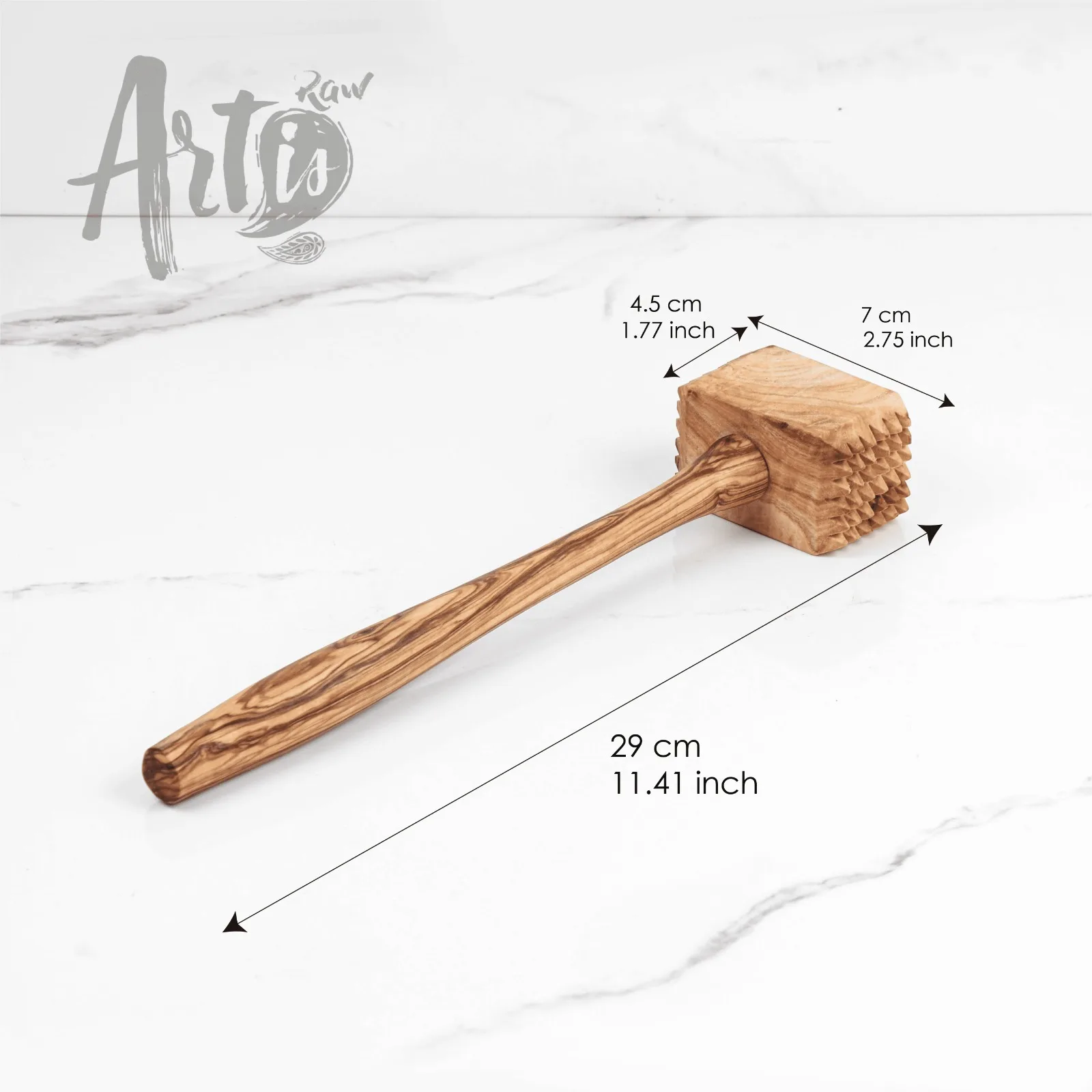 Handmade Olive Wood Meat Hammer - Premium Kitchen Tenderizer Tool for Effective Meat Preparation & Cooking