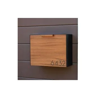 Natural Wooden Door Mount Mail Box Locking Drop Box Mailbox for Rent Payments Mail Keys Cash and Checks