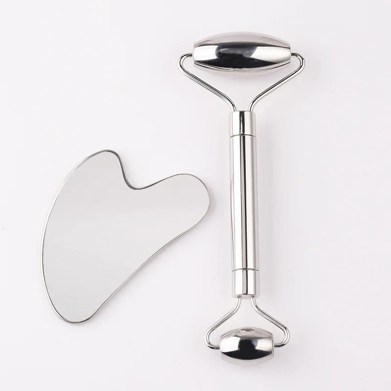 Gua Sha Stainless Steel Set massage roller custom logo face massager with box high quality Stainless Steel Set roller guasha