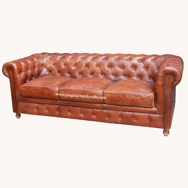 Top grain cow genuine leather 3 seater luxury design recliner sectional living room furniture modern leather button tufted sofa
