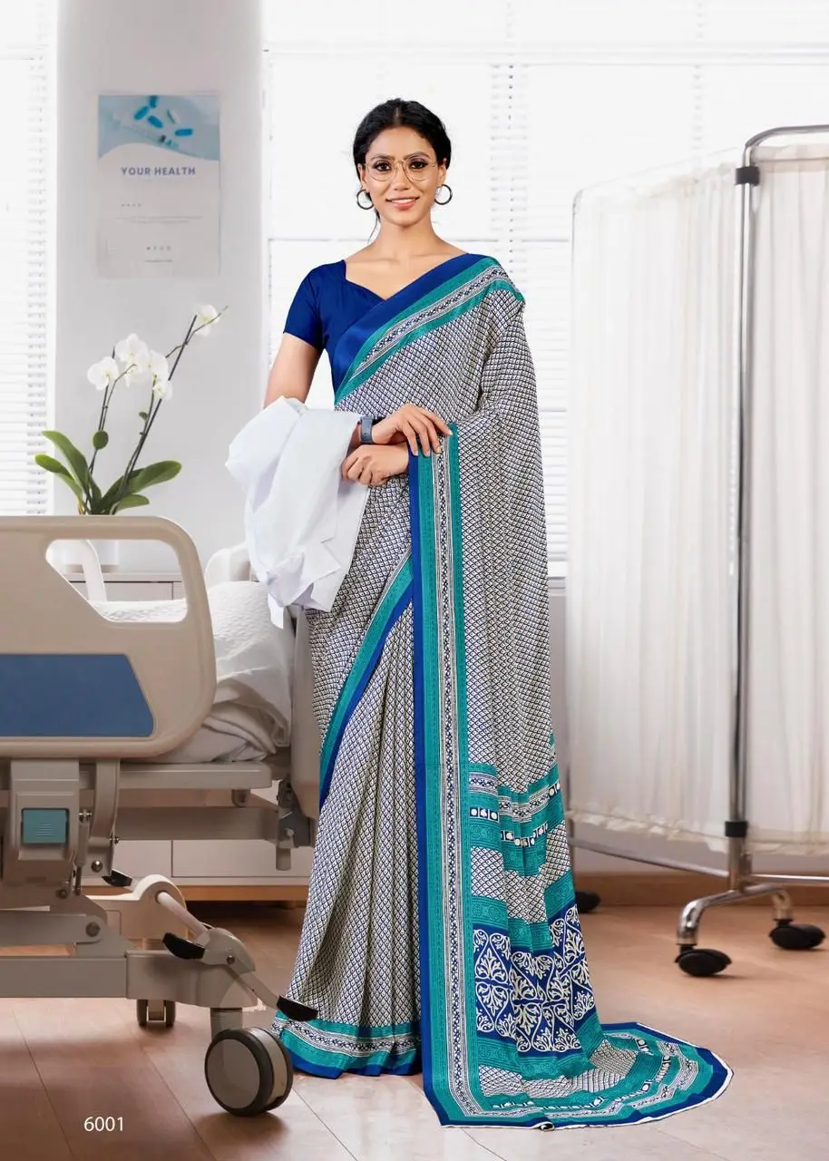 Beautiful Italian crepe silk Uniform sarees for women