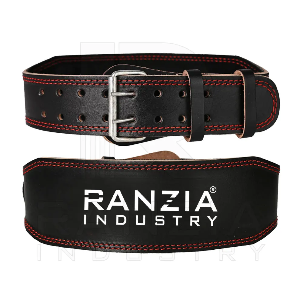 Custom Made Leather Weightlifting belt 4 Inches Double Prong Buckle for Gym Bench Press Waist Support Workout Powerlifting Belt