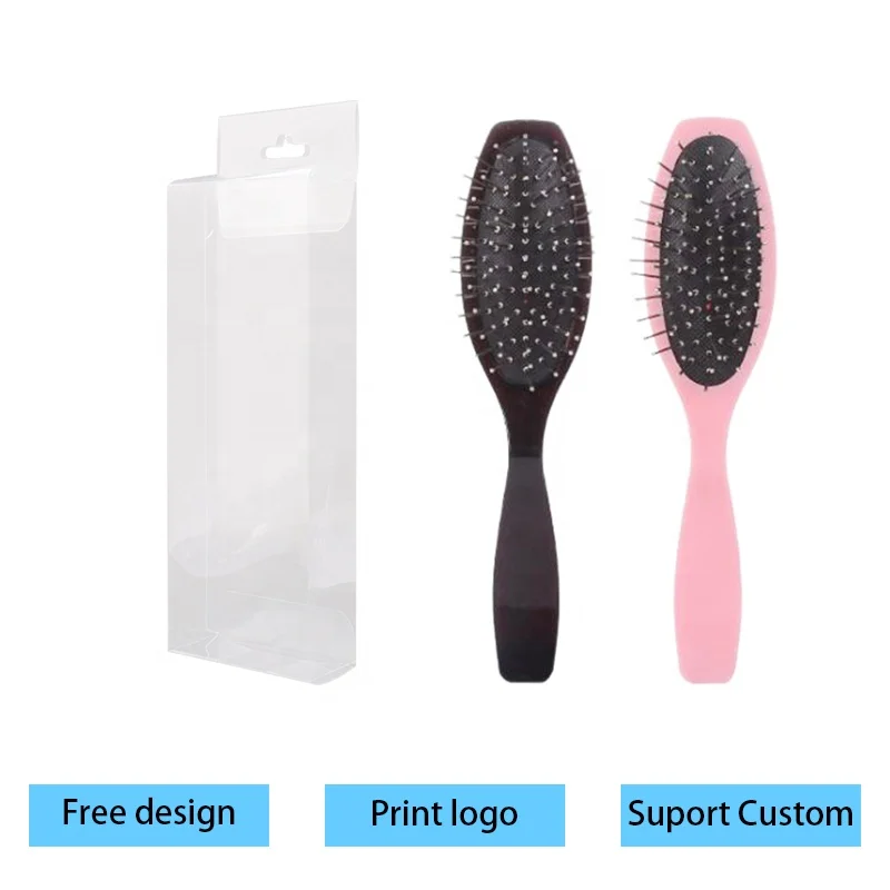Artisans hot selling stainless steel cushion plastic hair brush mini wig brush with logo
