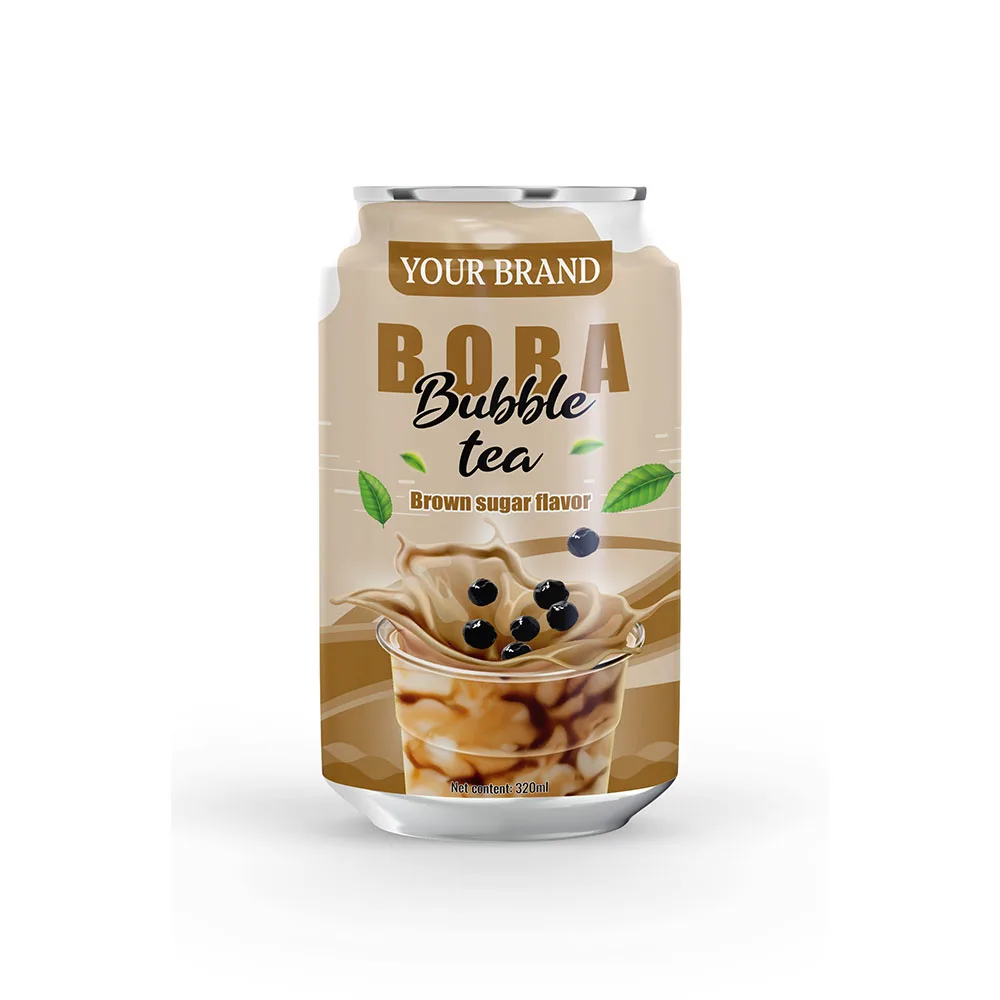 Canned 330ml Bubble Milk Boba Tea Drinks Toppings Pearls Black export to UK US Middle Brown Sugar Original Thai Flavors
