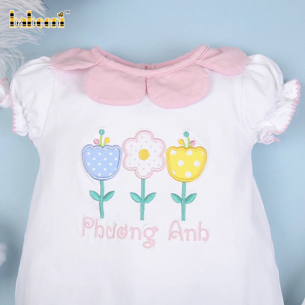 Flower applique bubble for newborn OEM ODM baby set clothing customized wholesale manufacturer - GS28