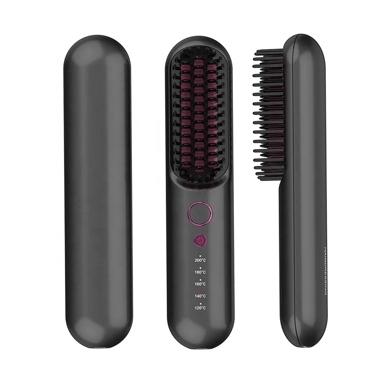Wireless Electric 2600mah Ceramics Hot Comb Cordless Hair Straightener Brush Flat Iron  Portable Usb Beard Men Mini for Woma