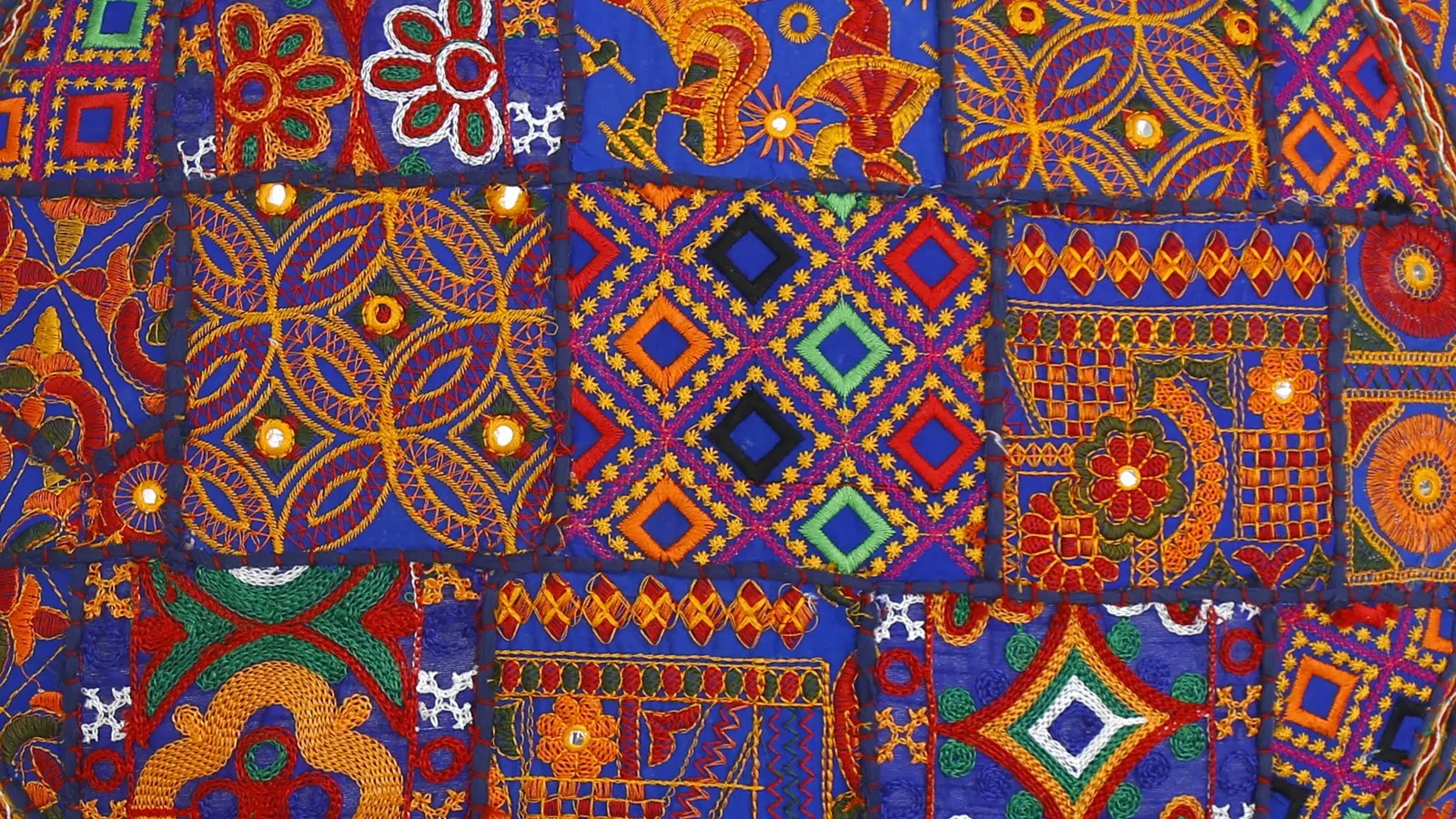 Indian Patchwork Floor Cushion Cover Handmade Gujarati Round Pillow Cover Embroidered Large Living Room Decor Pillow Cover