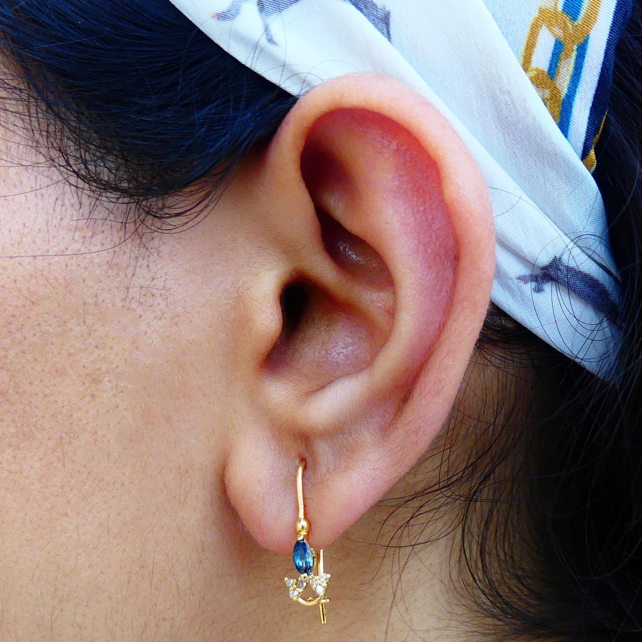 Fashion 14K Gold Diamond Wholesale Indian Gold Party Wear Handmade Minimal Earring Jewelry Women Blue Sapphire Gemstone Earrings