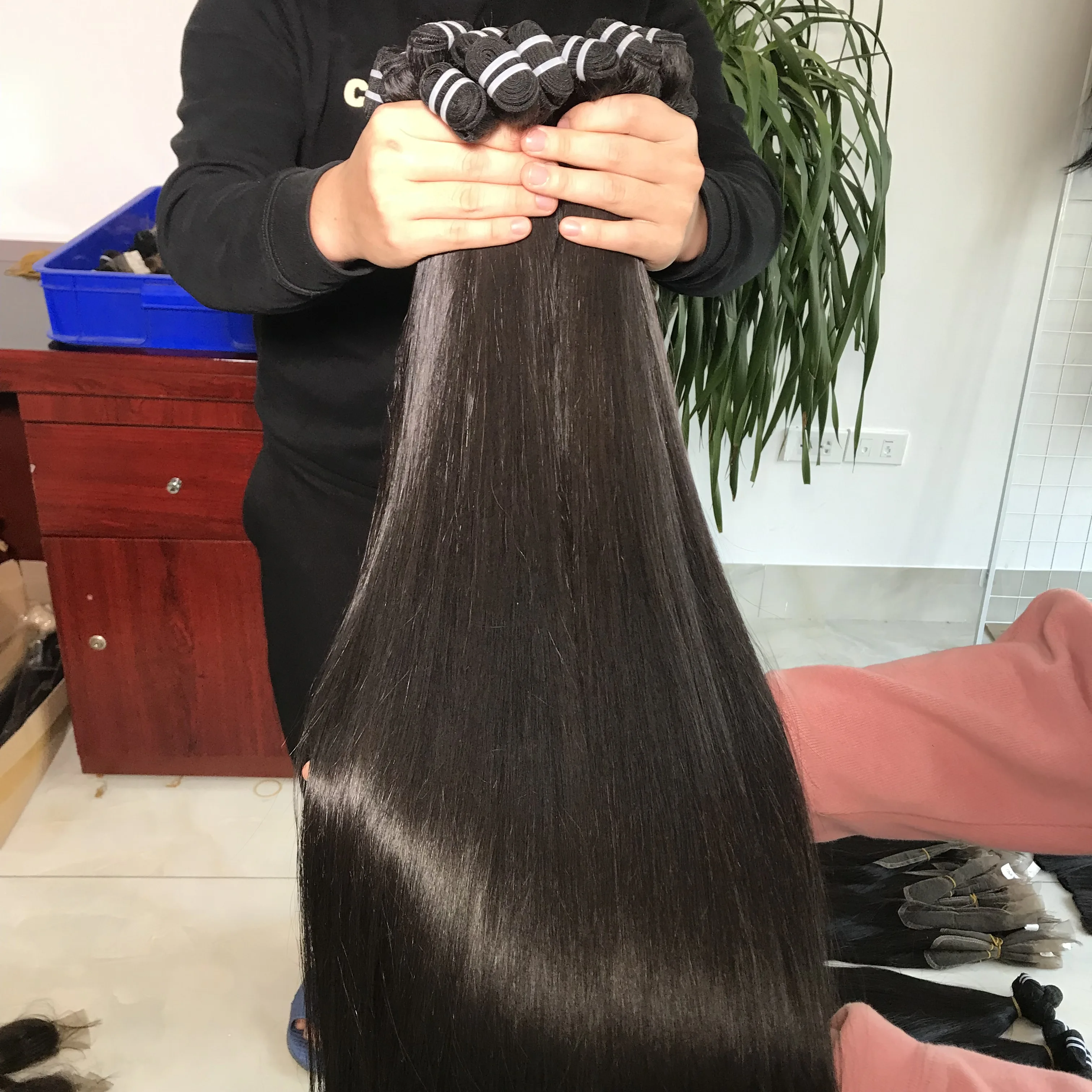 Оптовая продажа супер двойные натянутые вьетнамские Прямые Человеческие волосы для наращивания 100% человеческие Вьетнам