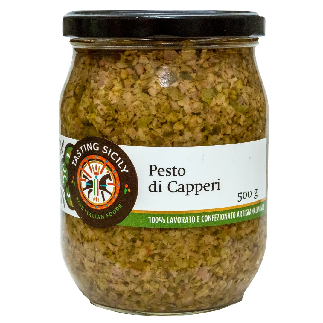 Made in Italy ready to eat food top quality  500 g glass jar capers pesto for seasoning