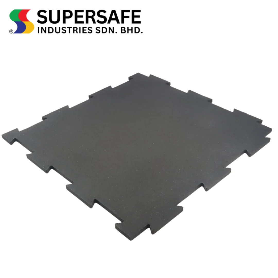 Malaysia Gym Tile Exporter Best Anti-static Interlocking Pattern Easy Installation Rubber Gym Tiles For Indoor Fitness Flooring