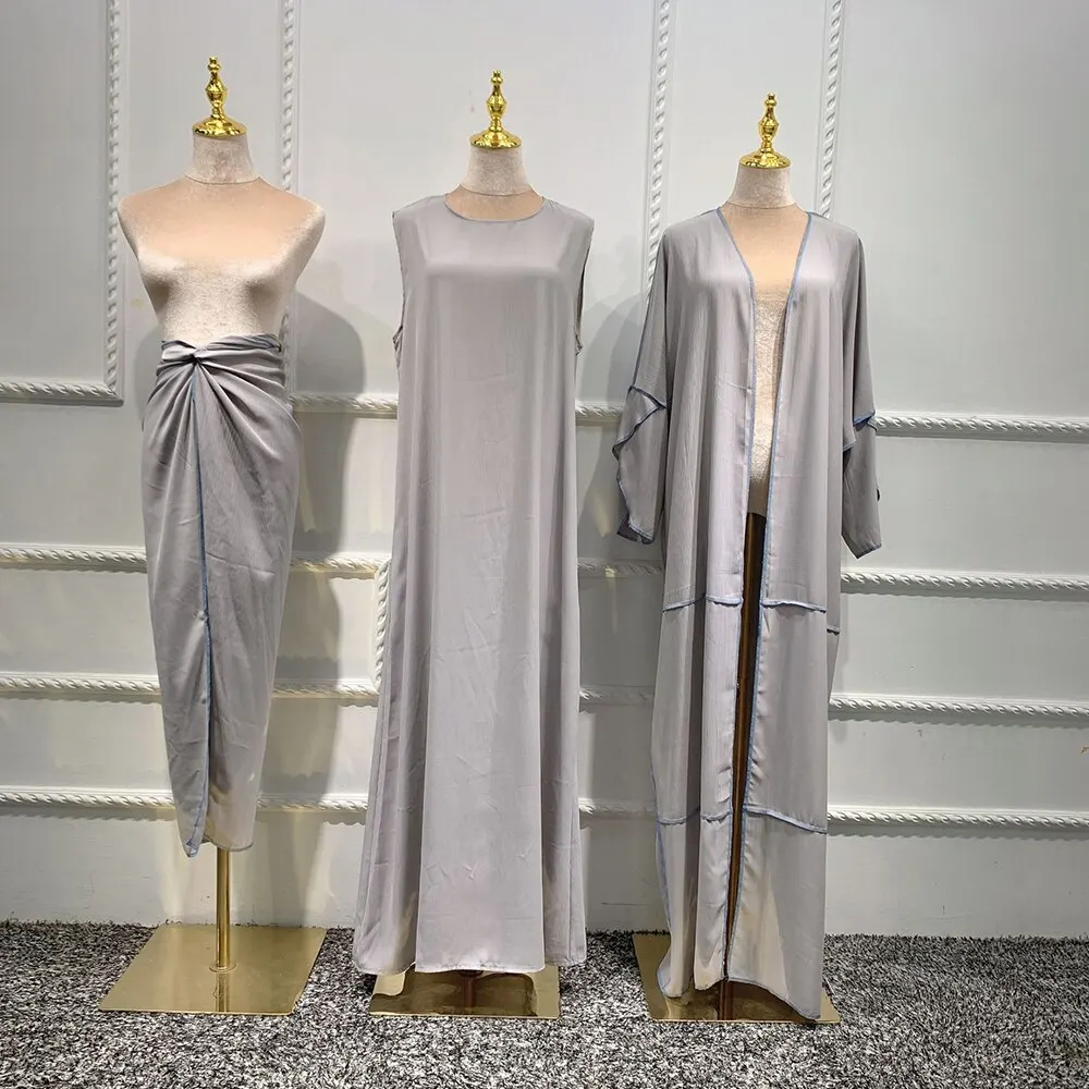 2022 new turkey African robes kaftan abaya style satin silk long gown evening party casual dress