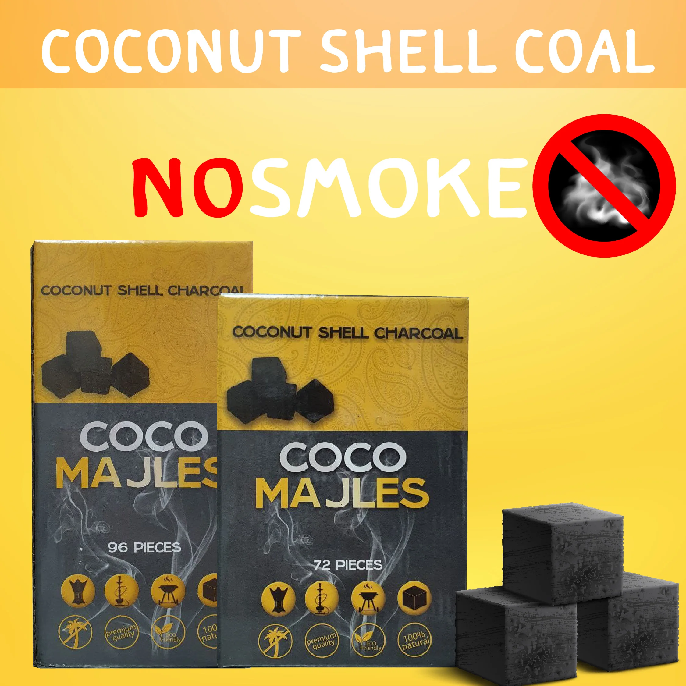 New Trending Products Coconut Shell Coal Coco Majles Smokeless Coal Lump 96 pieces Nature Wood Material Best Selling
