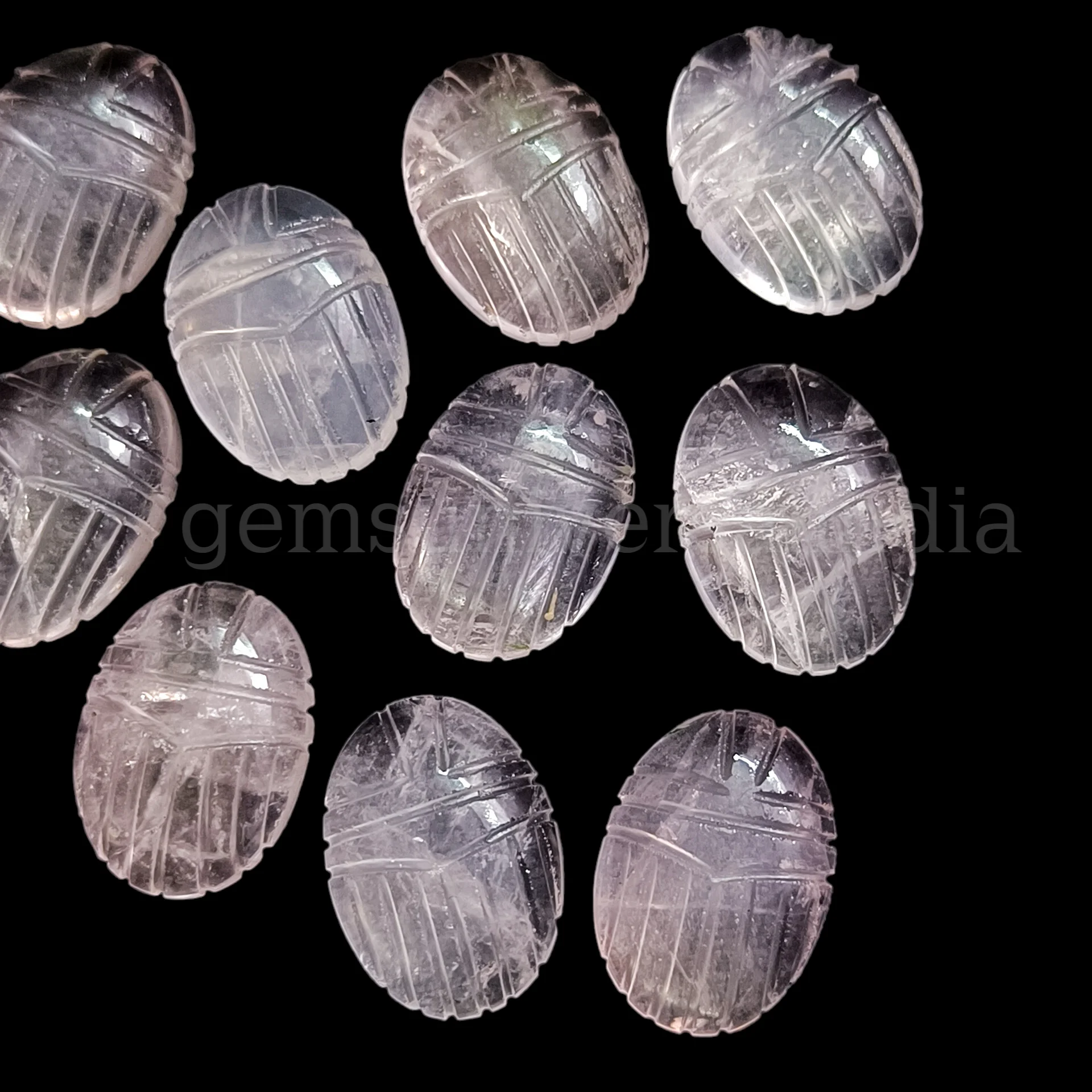 Natural Rose Quartz Scarab shape Hand Carved Gemstone Cabochon 18x13mm Rose Quartz Crystal Carving Cabochons for Jewelry Making
