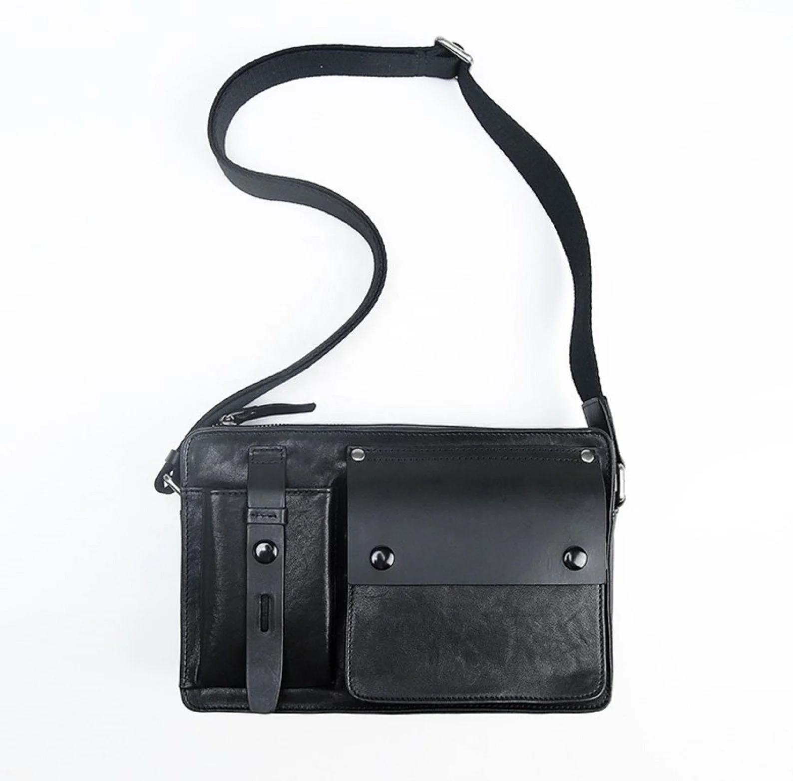 Черная кожаная сумка-Кроссбоди ручной работы мужская и женская сумка деловая подарок персонализированные LCS-0066