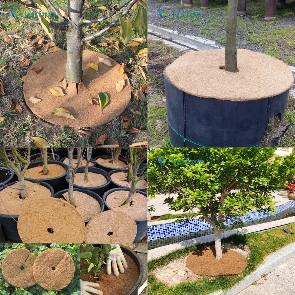 COCO COIR MULCH MATS / COCONUT COIR FIBER WEE D CONTROL MULCHING TREE RING PROTECTOR MATS