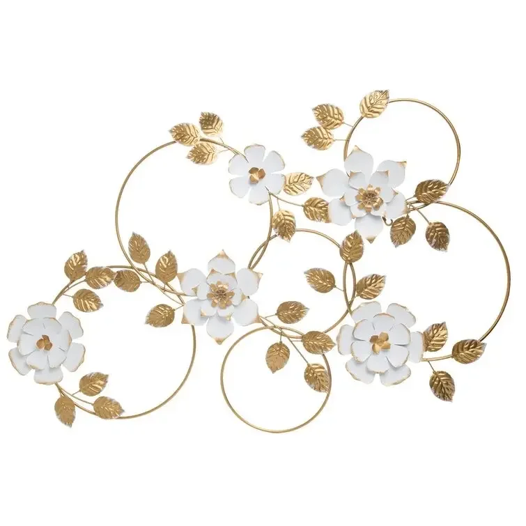 Luxurious quality Factory Wholesale price eye-catching White & Gold Color Multi Wreath Floral Wall Decor for Hotel Home Restaur