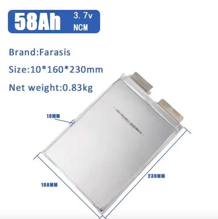 Farasis 58Ah nmc pouch cell P32B P53B P58A P50B P73D P76D 32ah 53ah 52ah 73ah 3.7v 76AH Lithium Ion battery polymer cell