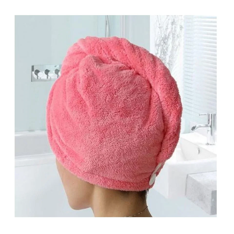 New Design Microfiber Hair Towel Warp Hair Drying Towel Hair Salon Towels With Button Supplier From Bangladeshi