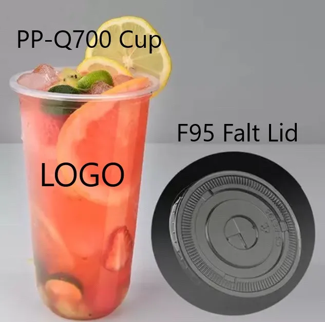 Jiuzhou _ Customized Logo PP-Q700 Cup Disposable bubble boba  tea Plastic cup