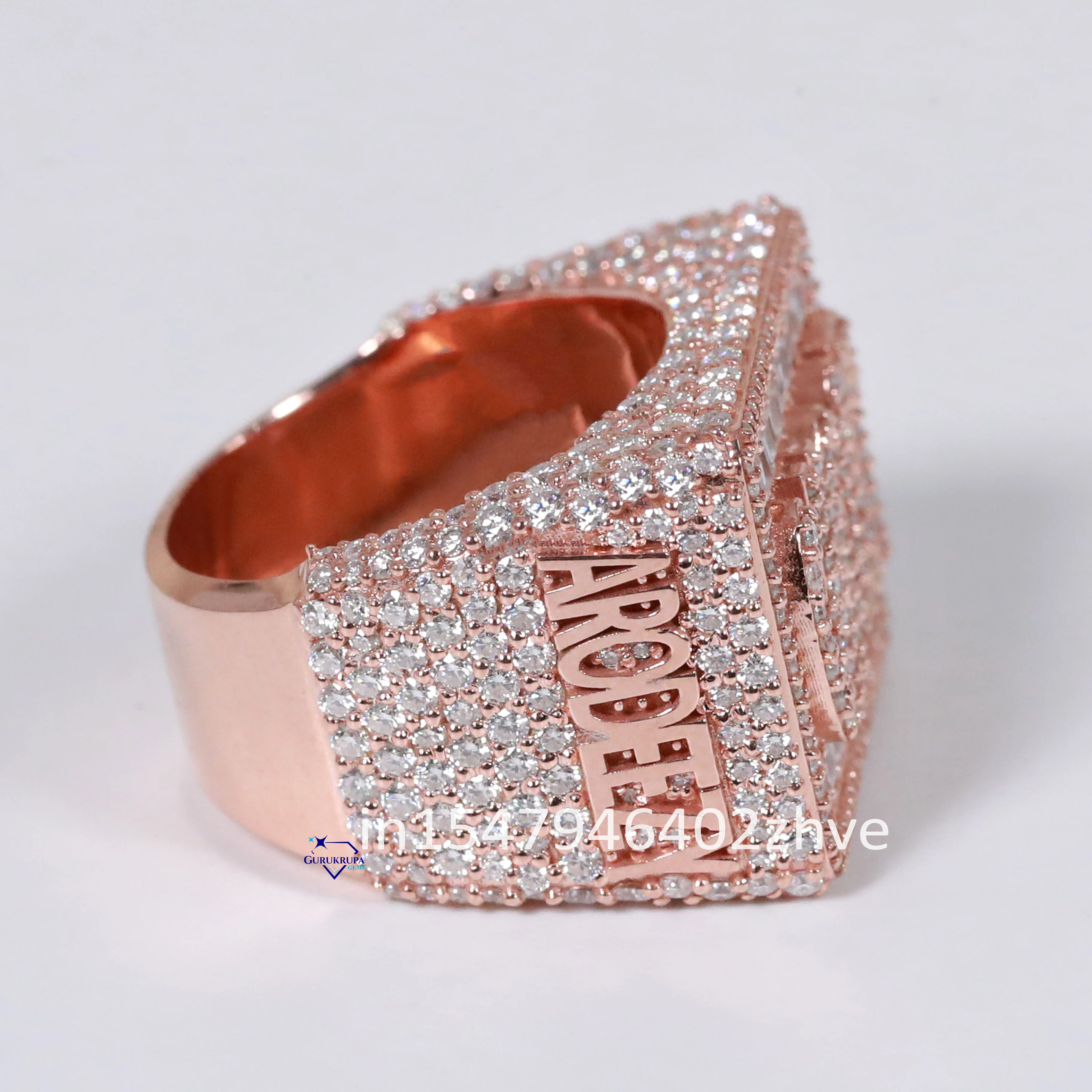 Dazzling Custom 925 Sterling Silver Moissanite Round And Baguette Cut Diamond Ring In VVS Clarity Best Jewelry For Rapper