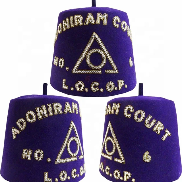 Masonic Hand Made Embroidered Shriners Fezzes