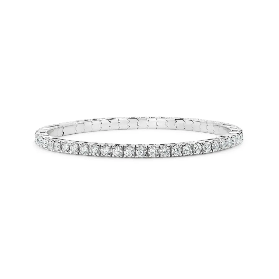 14K White Gold Lab-Created 4-Prong Diamond Elastic Tennis Bracelet 5 CTW E Color Diamond