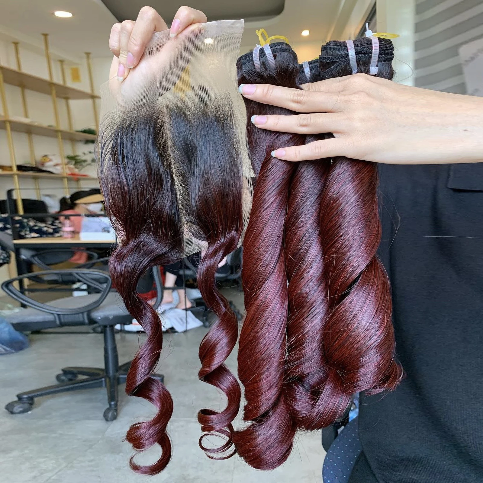 High Quality 4x4 New Hairstyle Ombre Natural Black Dark Brown 100% Vietnamese Human Hair Closure Long Straight Wigs Lace Toupee