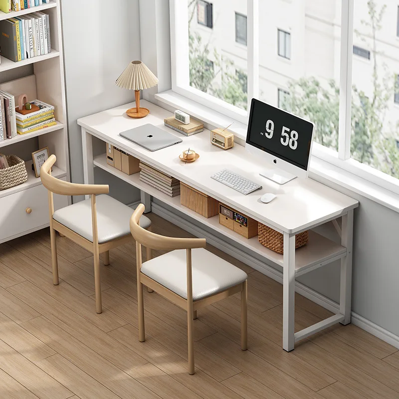 Factory Price Wooden Rectangular Computer Desks With Storage Rack Home Table And Chair Set Office Writing Desk