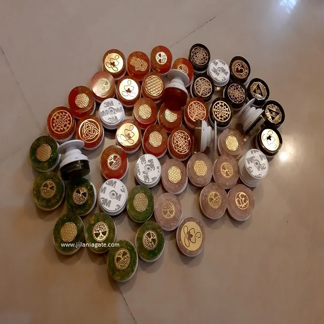 Wholesale Rose Quartz Orgonite Mobile Phone Grip Agate Stone Poppings Phone Socket Stand Cell Phone Holder Shaped