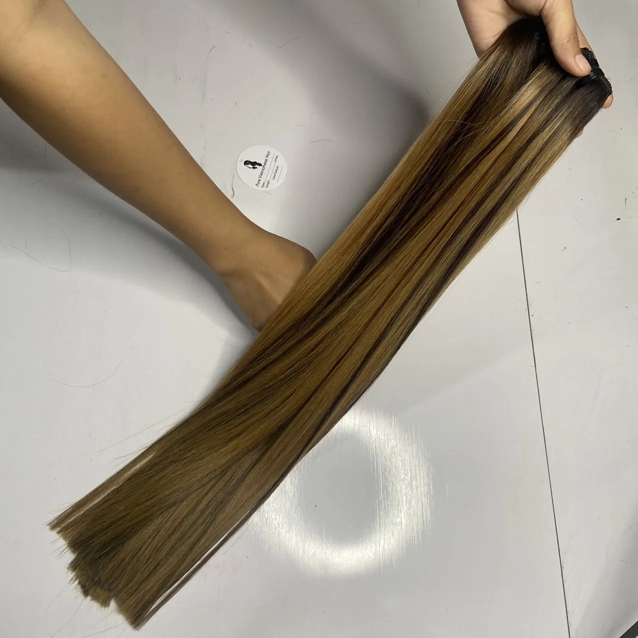 WHOLESALES 100% Vietnamese human hair extensions, Bone straight PIANO color #3 & Blonde #63, FACTORY PRICE