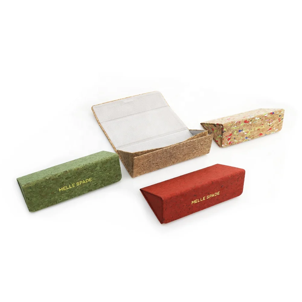 Branded Eco Friendly Oak Cork Foldable Triangle Handmade Eyeglasses Storage Eyewear Packaging Sunglasses Box Glasses Case