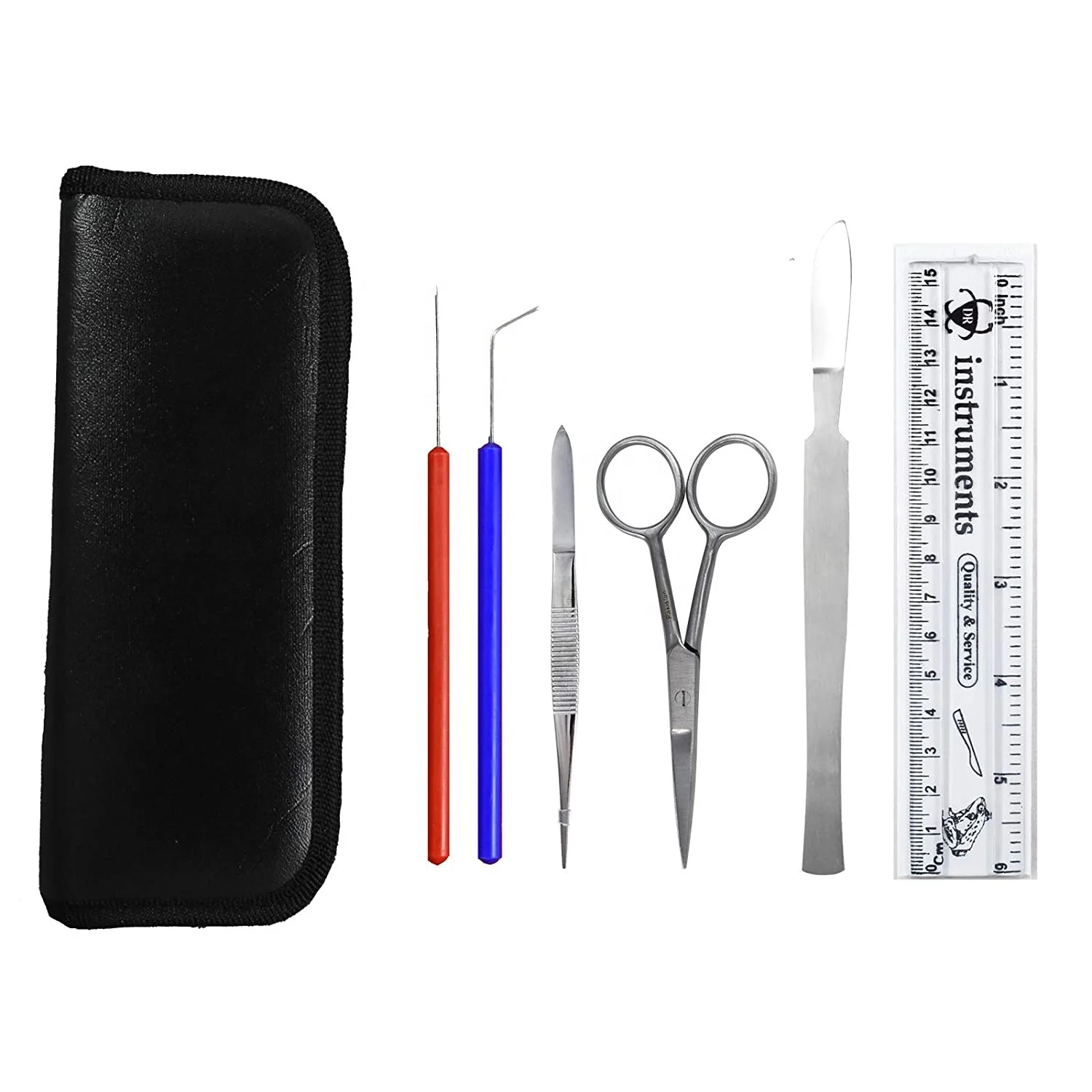 7PCS Anatomical Tools Students Biol Delta Med Surgical Steel Scissors Scalpel Tweezers Lancet Dissecting Needle Forceps Knife