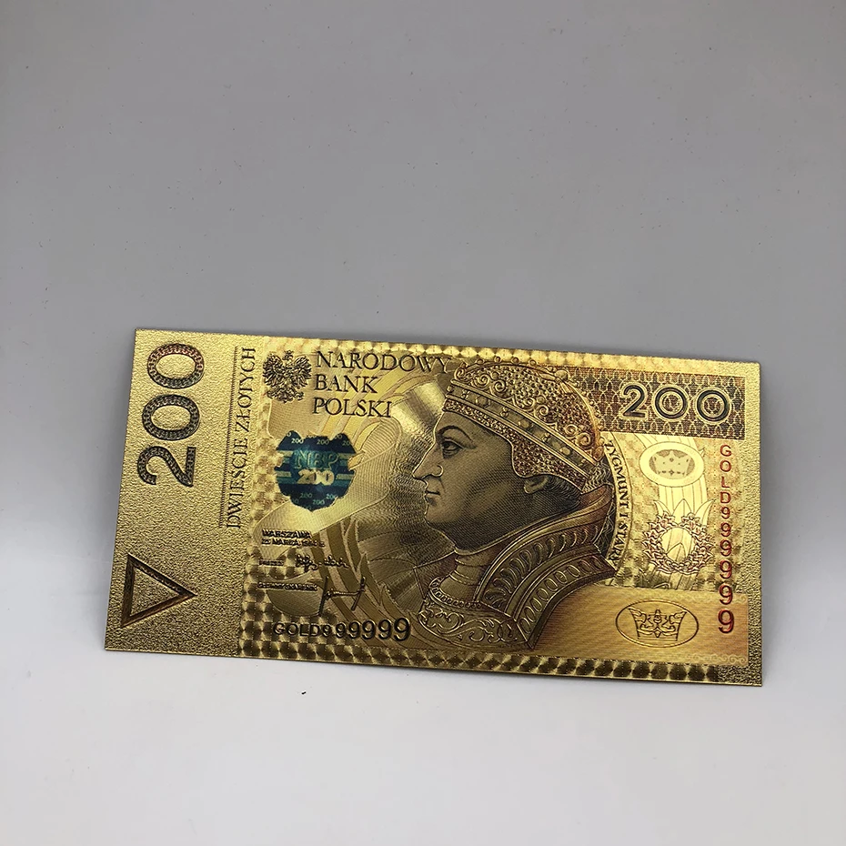 Польские монеты 10 20 50 100 200 500 Долларовые купюры Золотая фольгированная банкнота по индивидуальному заказу попа Джон Паул золотая карта для коллекционирования