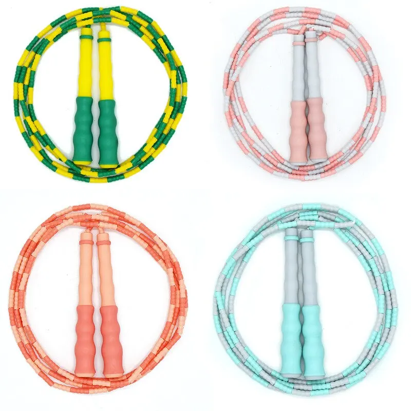 Soft Beaded Jump Rope Non-Slip Handle Adjustable Tangle-Free Segmented Fitness Skipping Rope Keeping Fit Training Playing