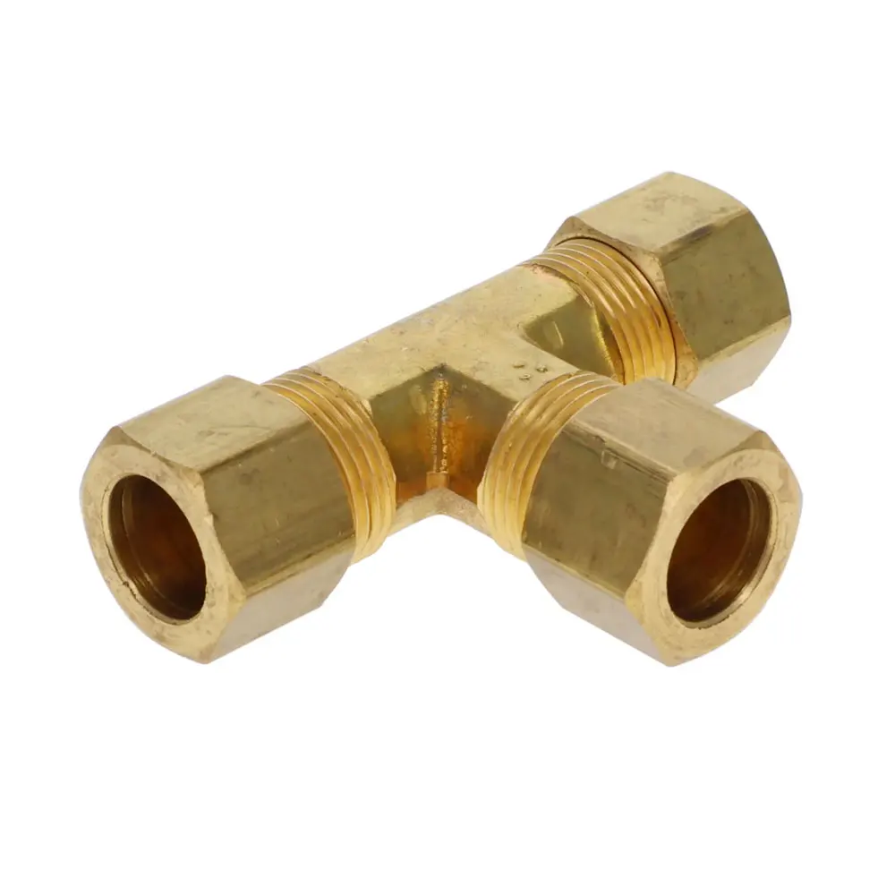 3/8 in X 3/8 in Tube OD Compression Tube Union Tee Low Lead Brass Fittings
